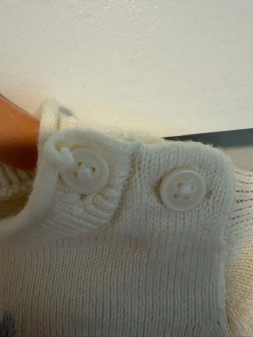 GAP Cream Knit Romper with Light Blue Bunny Motif